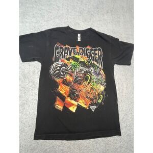 Monster Jam Grave Digger T-Shirt Kids Small Black 2018 Graphic Tee Alstyle